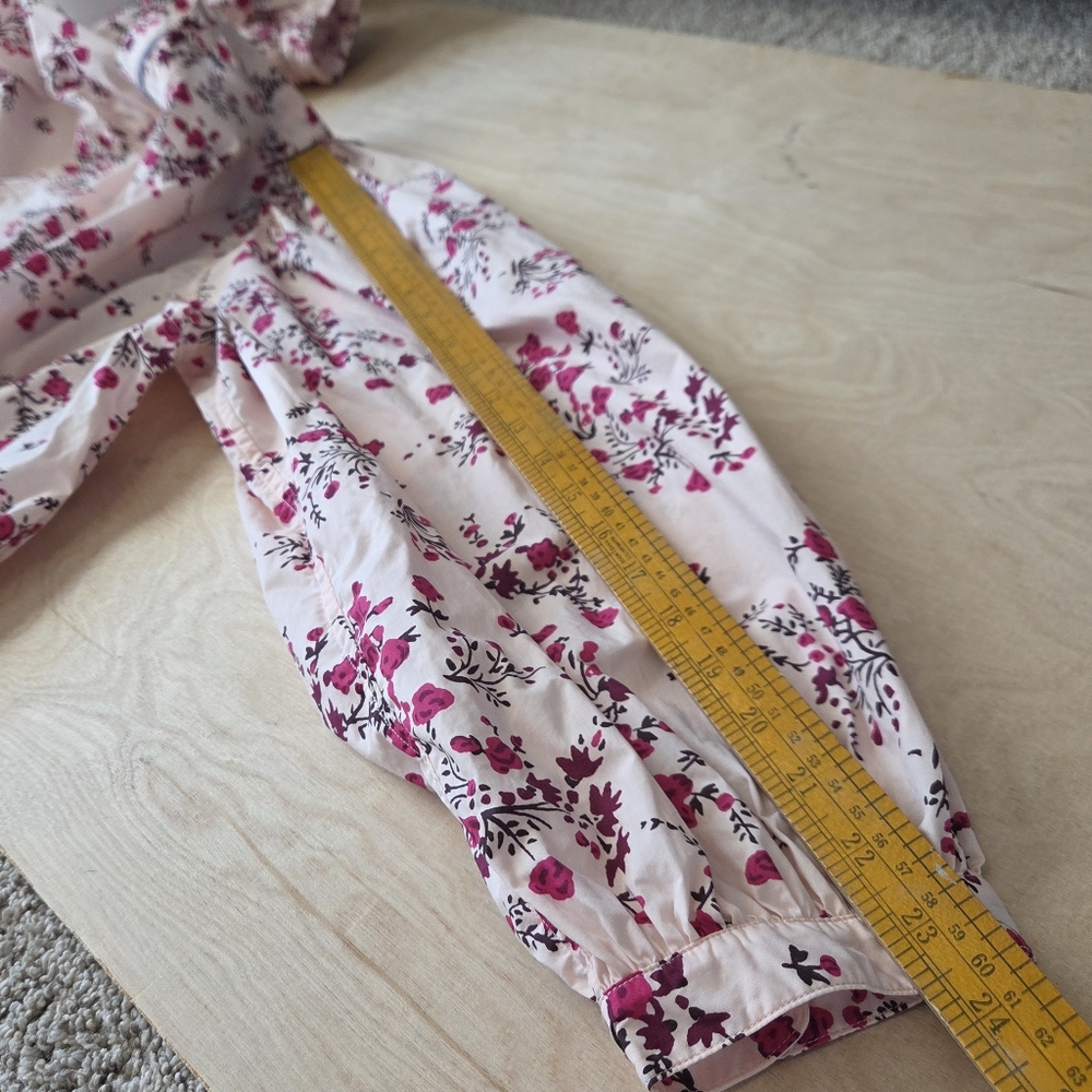 J Crew Classic Collarless Puff Sleeve Shirt Womens 16 Budding Floral Pink - Picture 13 of 16